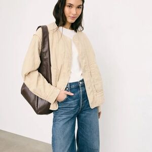 BOSS Cream Paneled Quilted Jacket